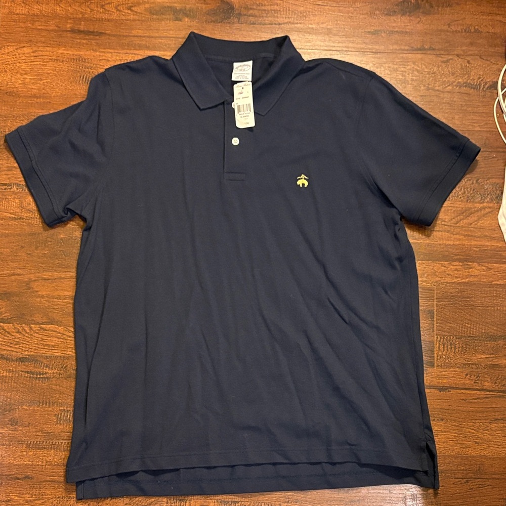 Brooks Brothers Dark Blue Polo Shirt with Gold Logo